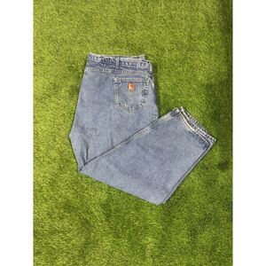 Carhartt Mens Relaxed Fit Flannel Lined Denim Jeans 50x30 Blue Workwear